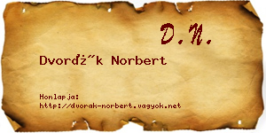 Dvorák Norbert névjegykártya