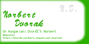 norbert dvorak business card